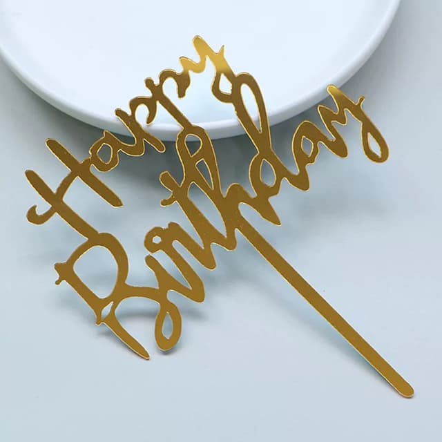 Gold “Happy Birthday” Cake Topper
